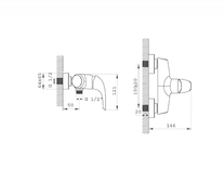 Baterie pentru dus Ferro, Genova, cu montaj pe perete, crom